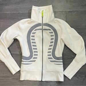 lululemon athletica Cream and Gray Cowl Neck Sweater